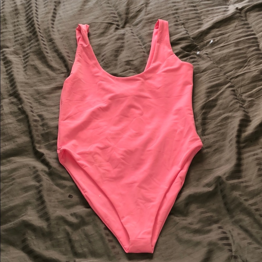 neon pink one piece swimsuit